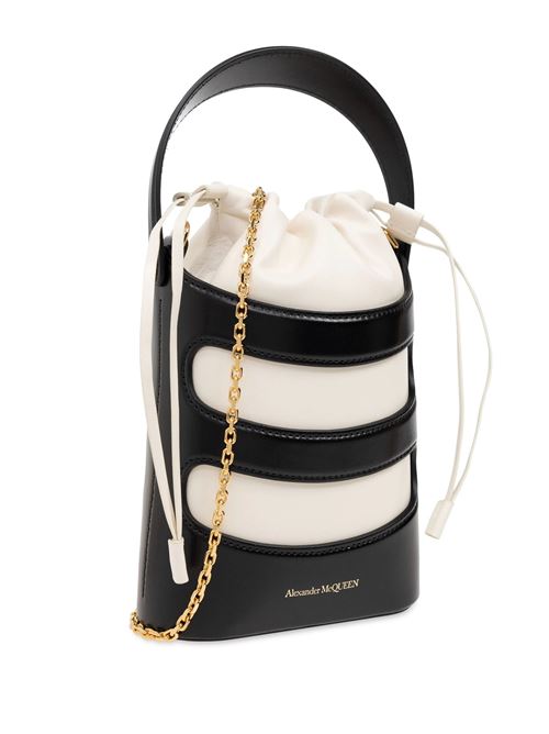 black/white calf leather brushed finish bucket Alexander McQueen | 7959001VPHG1090